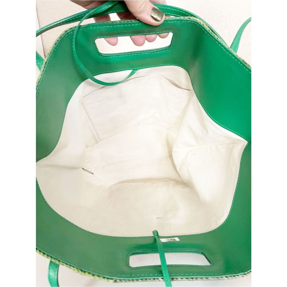 Maje Striped Raffia Basket Bag in the "Casino Green" Summer Stripe Beach Bag - Picture 10 of 13